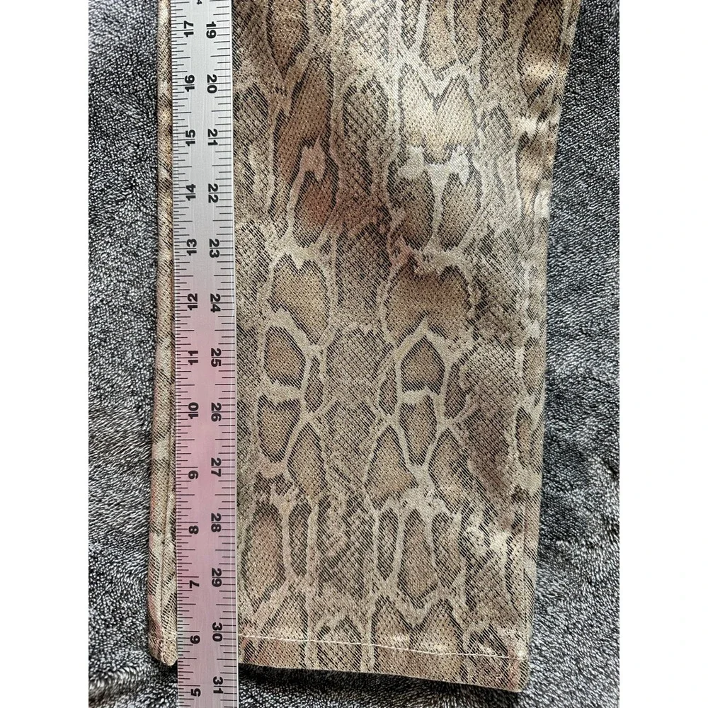 Chicos Platinum Metallic Snakeskin Print Slim Jeans Gold Bronze Size 2.5 - 14